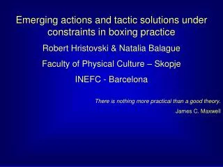 Emerging actions and tactic solutions under constraints in boxing practice
