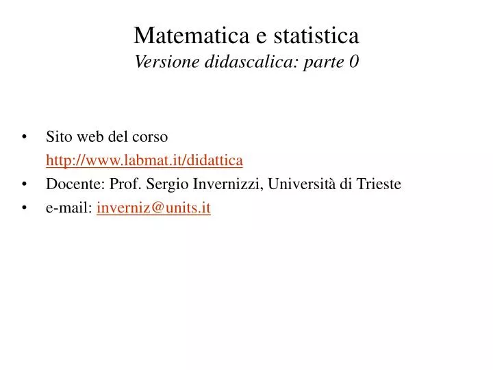 matematica e statistica versione didascalica parte 0