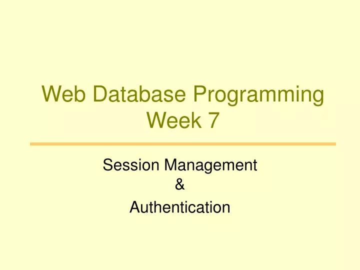 web database programming week 7