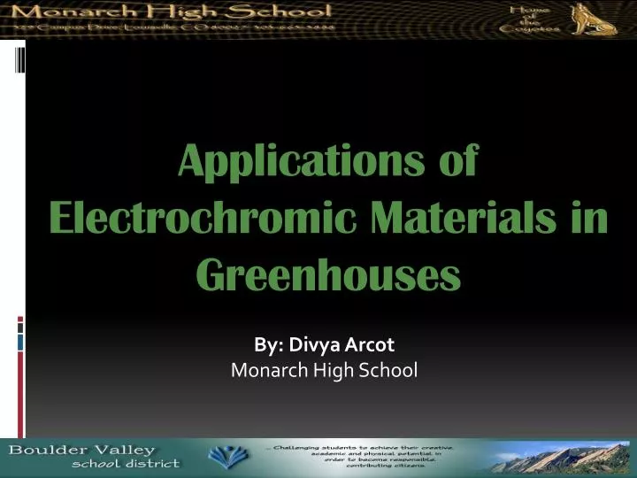 applications of electrochromic materials in greenhouses