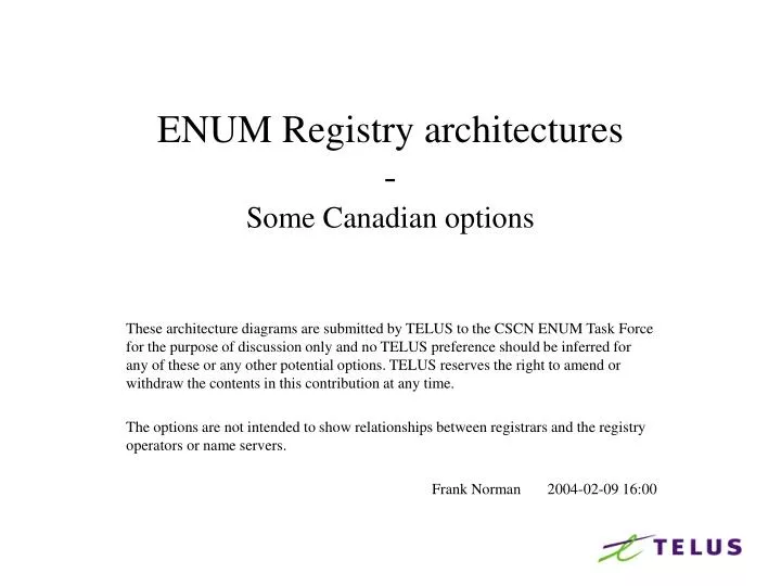 enum registry architectures some canadian options
