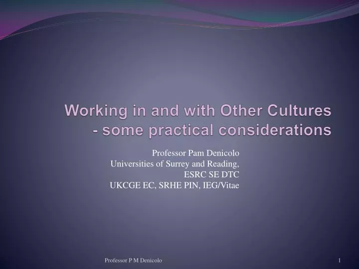 working in and with other cultures some practical considerations