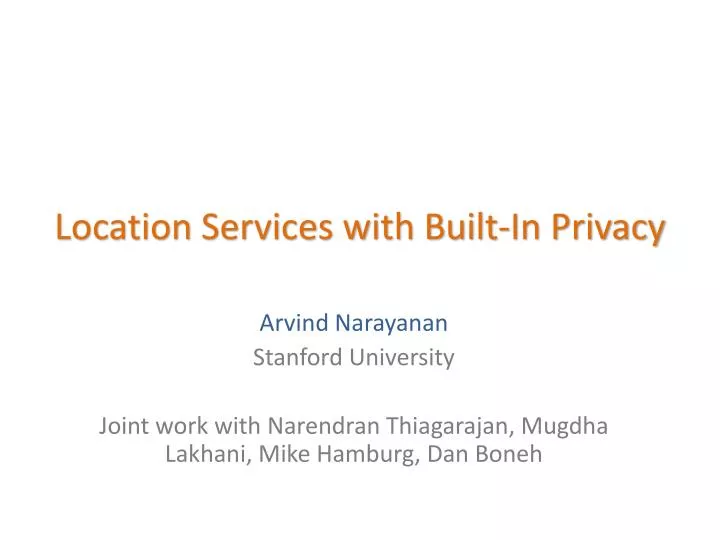 location services with built in privacy