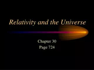 Relativity and the Universe
