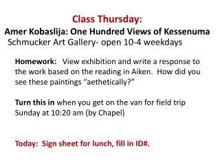 Class Thursday: Amer Kobaslija : One Hundred Views of Kessenuma