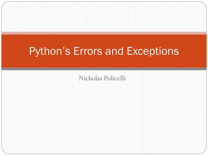 python s errors and exceptions