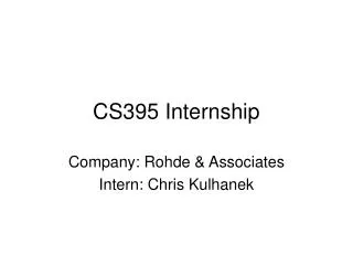CS395 Internship