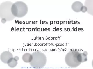 mesurer les propri t s lectroniques des solides