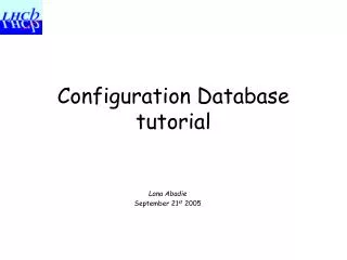Configuration Database tutorial