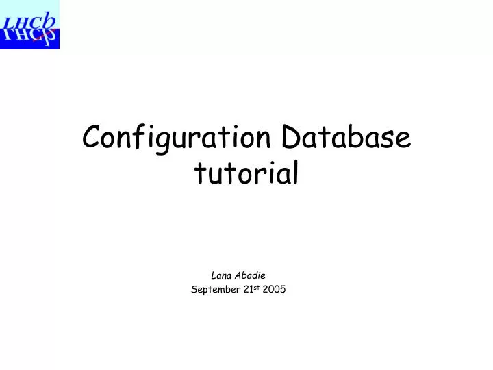 configuration database tutorial