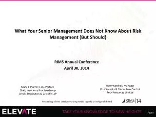 What Your Senior Management Does Not Know About Risk Management (But Should)