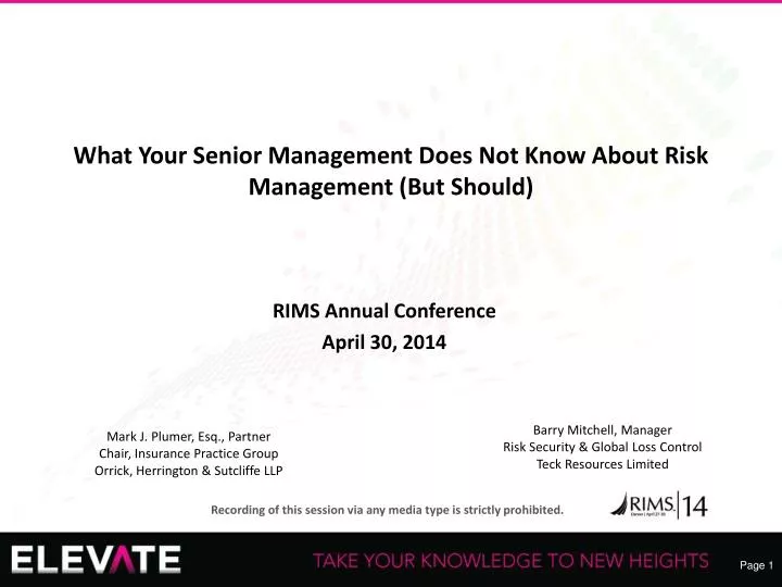 what your senior management does not know about risk management but should